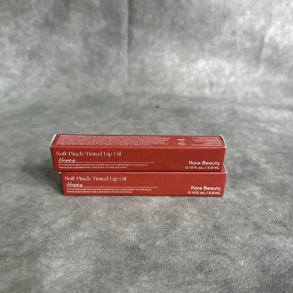 2 Rare Beauty Soft Pinch‎ Tinted Lip Oil HAPPY Full Size, .10 Fl Oz / 3 ml NIB